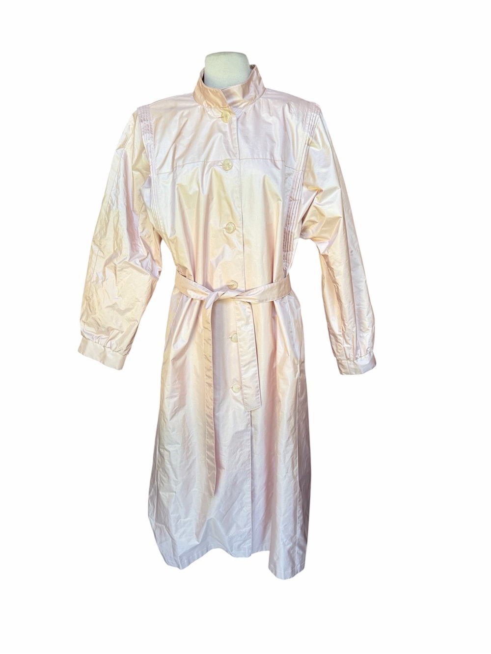 Late 80s/Early 90s Fleet Street Pink Shimmery Iridescent‎ Belt Trench Coat
